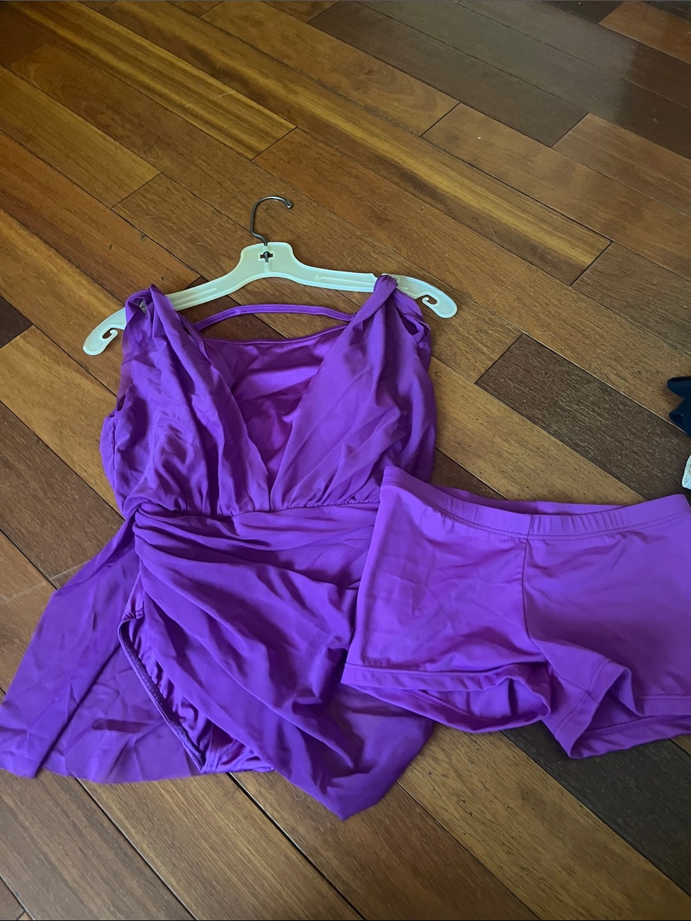 Purple Two-Piece leotard and shorts dance Set - Vivid Purple